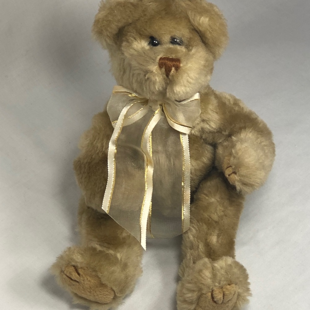 Adorable Vintage Brown Ty Jointed Teddy Bear with Ribbon,